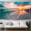 Sunset Beach Gradient Tapestry Orange and Blue Wave Texture Living Room Sofa Wall Beach Resort Style Home Decor