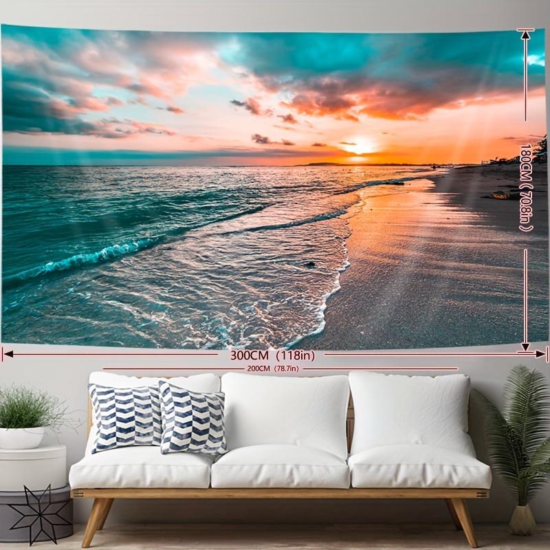 Sunset Beach Gradient Tapestry Orange and Blue Wave Texture Living Room Sofa Wall Beach Resort Style Home Decor