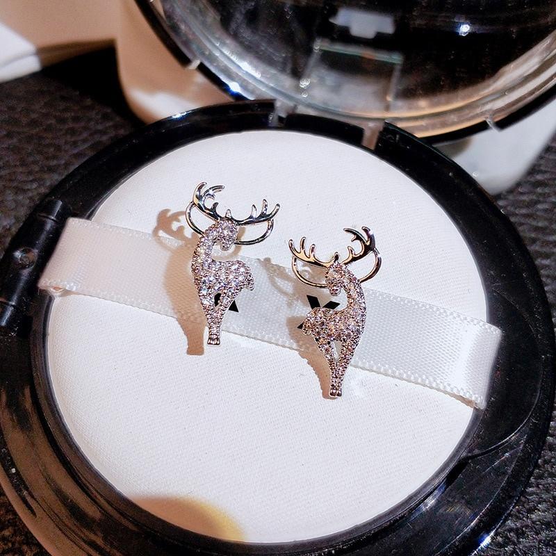 Women Christmas Crystal Elk Stud Earrings Fashion Jewelry Gift Christmas Ornaments