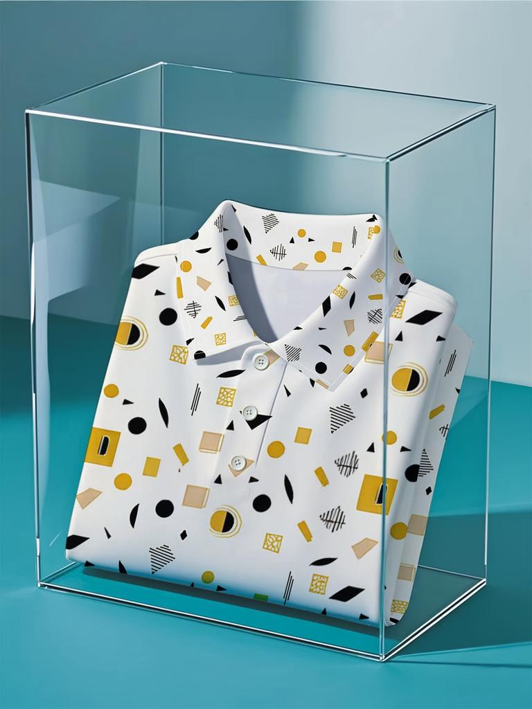 Herren-Kurzarm-Poloshirt mit flachem Digitaldruckmuster - Keine Textur