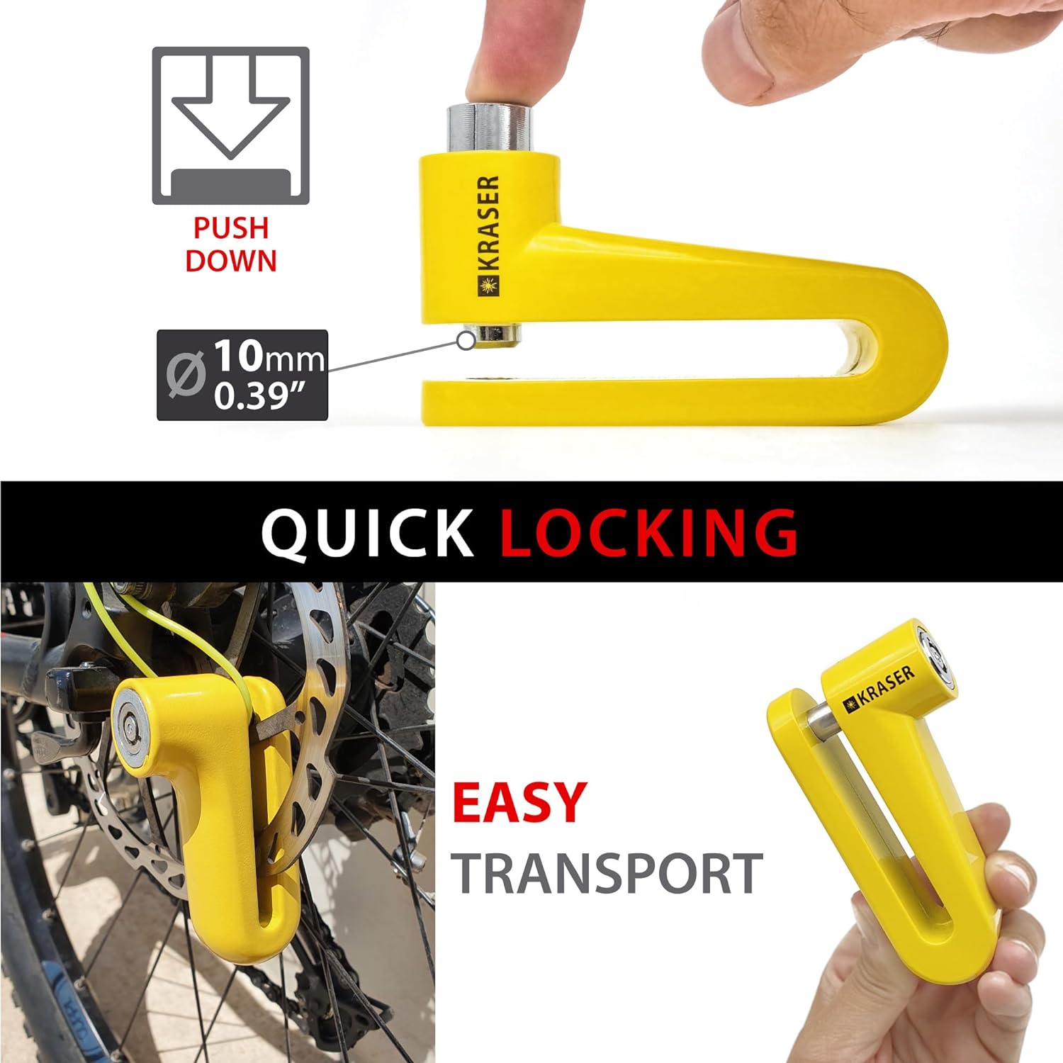 KRASER KR710Y Замок тормозного диска Мотоцикл Замок Замок дискового тормоза Мотоцикл — фото 3