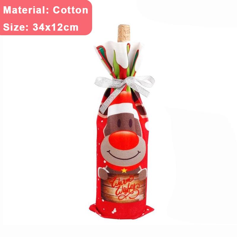 2/1Pcs Creative Christmas Wine Bottle Set Golden Velvet Dress Santa Claus Wine Bottle Cover Xmas New Year Dinner Table Decors