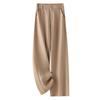 Damen Beige Tencel Weitbeinige Sommerhose mit Hoher Taille - 2025