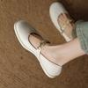 New Women's Casual Single Shoes Low-top Cowhide Single Shoes Shallow Mouth Beef Tendon Soft Sole Large Size Shoes Four Seasons Wear Sheepskin Wome