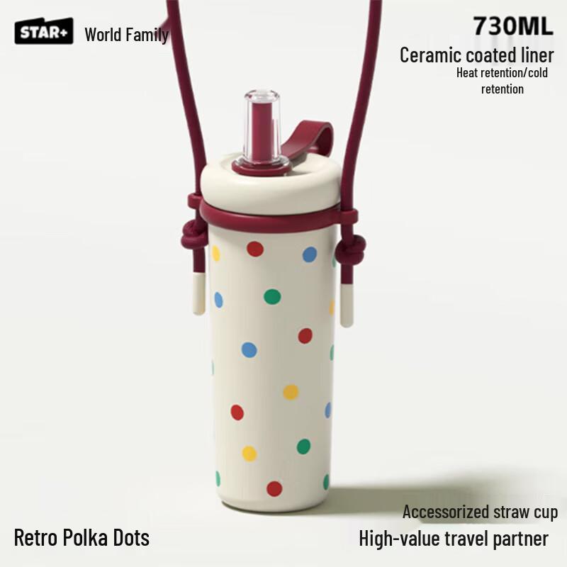 Shidajia Retro Polka Dot Insulated Tumbler
