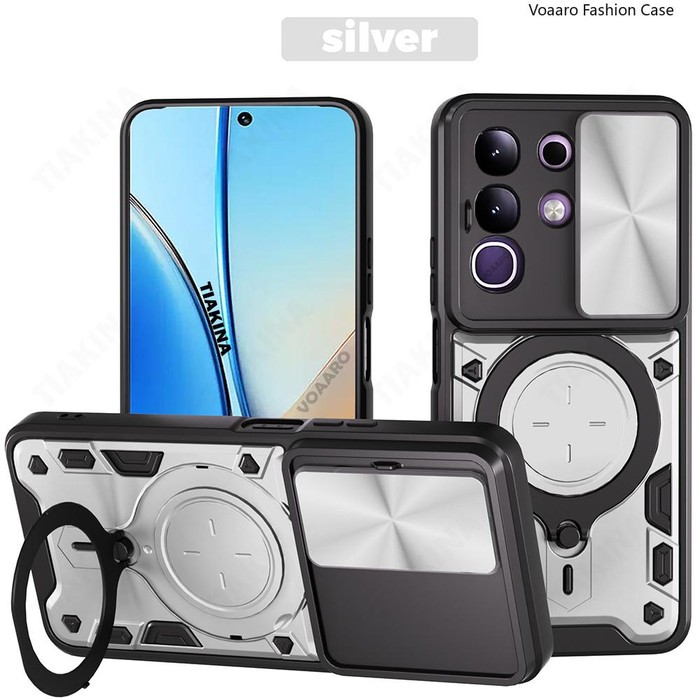 Slide Lens Armor Funda for Vivo Y29 4G Global Case for Vivo T4X 5G India Y300t China Case Magnetic Ring Kickstand Holder Cover