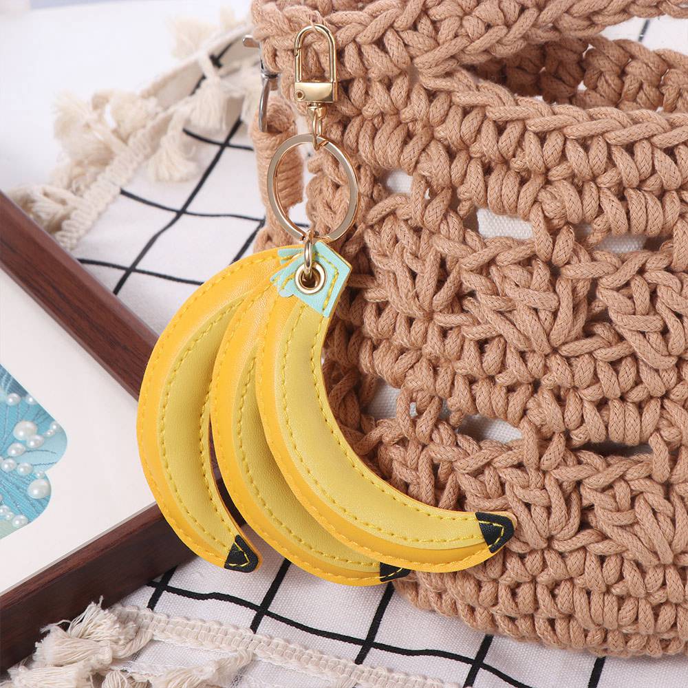 PU Banana Fruit Banana Keychain Cute Fashion Fruit Key Ring PU Leather Pendant Small Gift