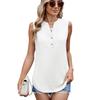Solid Color V-Neck Loose Fit Tank Top Women's Casual Sleeveless Polyester Basic Top