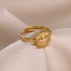 Stainless Steel Tiny Zircon Rings for Women Exquisite Gold Color Sun Double-Layer Ring Punk Hip-Hop Accessory Bague Jewelry Gift