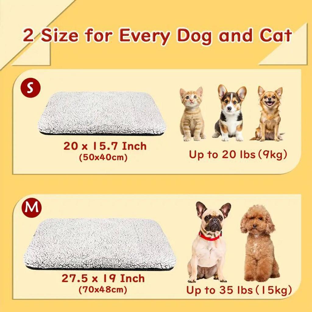 Auto Heating Pet Pad with Detachable Heating Cores Slip Resistant Bottom Soft Fabric Warming Mat For Dog Home Travel Use