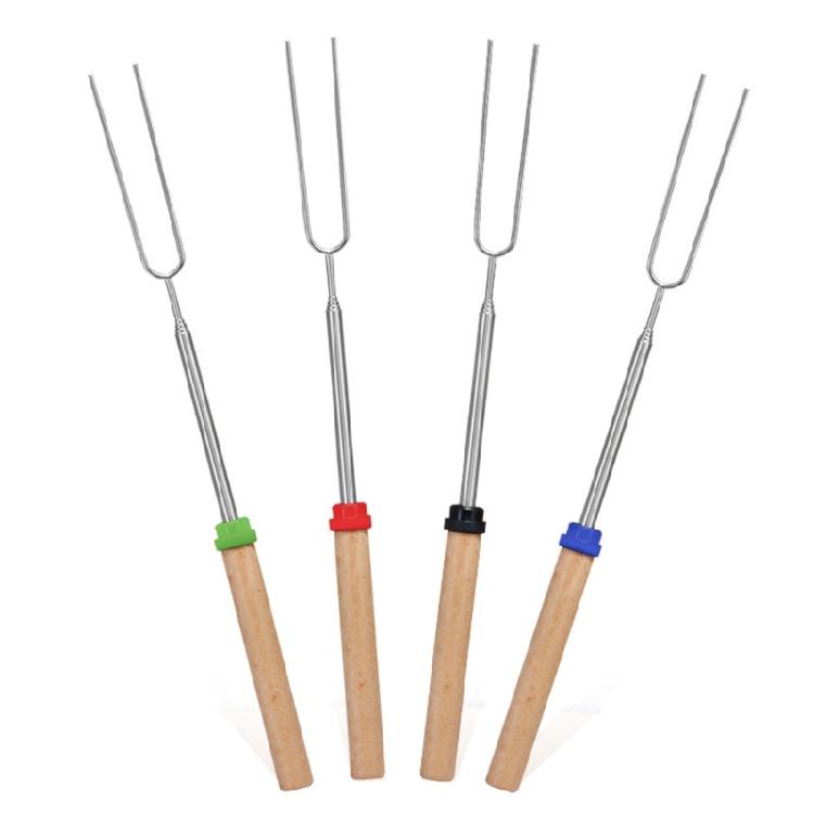 4pcs Extendable Marshmallows Roasting Stick BBQ Tools Stainless Steel Forks 1