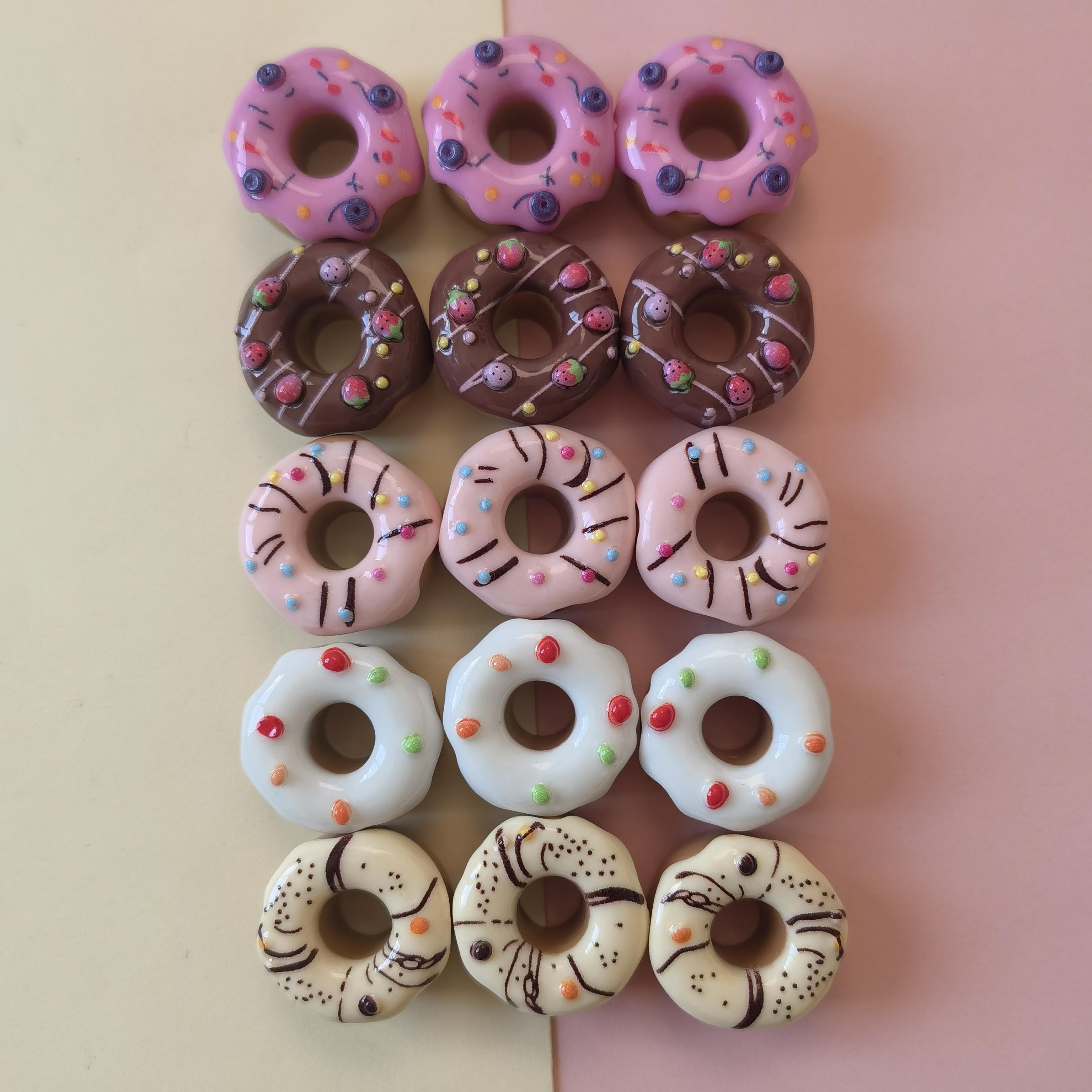 New Kawaii Resin Mini Flatback Donuts Cabochon Deco Parts Scrapbook Deco Slime Charms Crafts Scrapbook Accessories 22*23mm 22*23mm-100pcs/bag