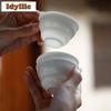 2pc/lot Eivory White Porcelain Thin Tir Gourd Teacup Japanese Tea Bowl Mug Tea-tasting Personal Cup Chazhan Master Cups 55ml