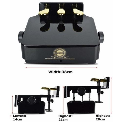 Piano Auxiliary Pedal, Adjustable Height Piano Pedal, 3 Pedals (Black)