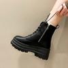 Short boots for women 2025  autumn and winter new style side zipper thick soled lace up fashionable women's boots