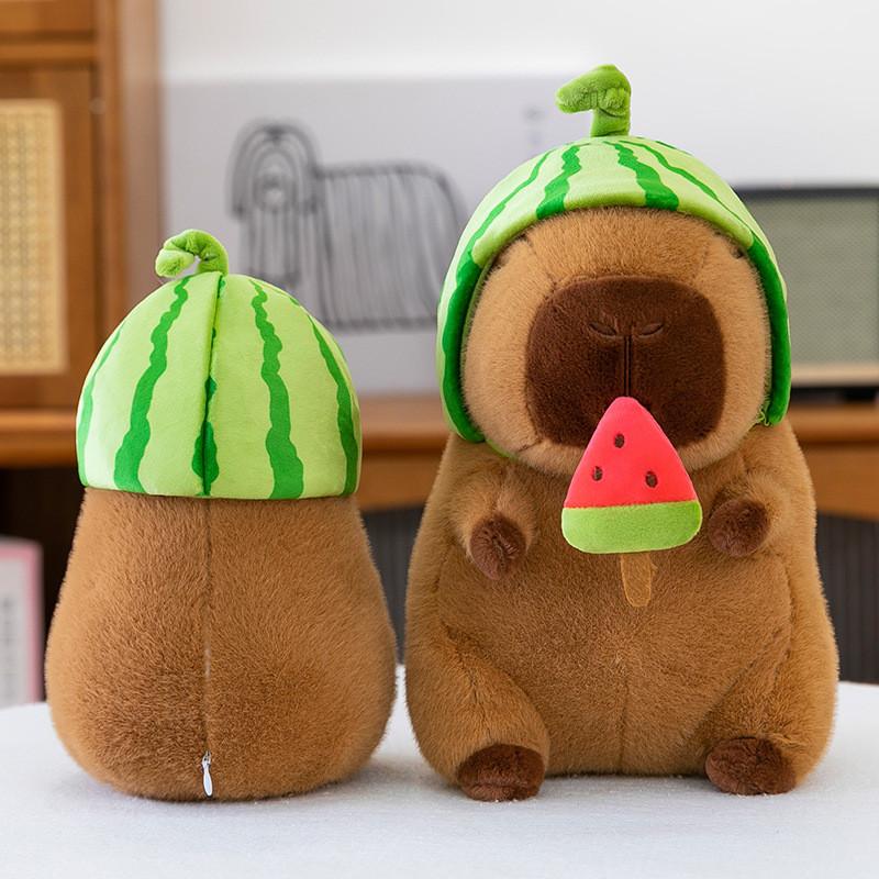 Hat Capybara Watermelon Plush Toys Soft Doll Room Decoration Children Gifts