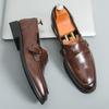 Fashion New Men's Pointed Patent Leather Formal Shoes Male Monk Strap Loafers Wedding Prom Homecoming Flats Sapato Social Masculino