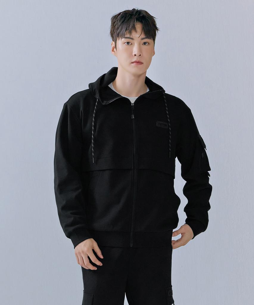 Chasecult Unisex Sleeve Pocket Hooded Zip-Up Jumper-Ceru4311B03