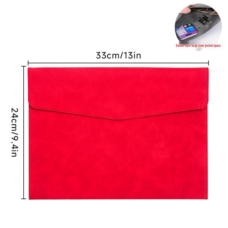 A4 Double Layer Leather Document Briefcase with Custom Logo