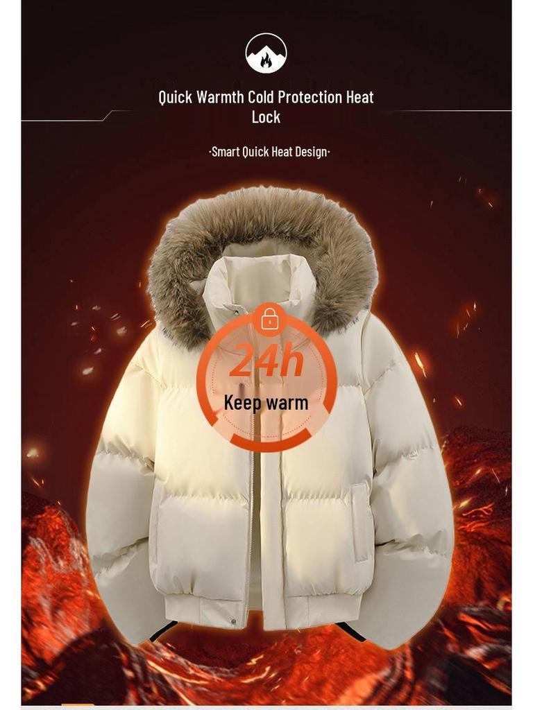 Herrjacka i PU-läder med Örn - Vinterparkas i Amerikansk Stil