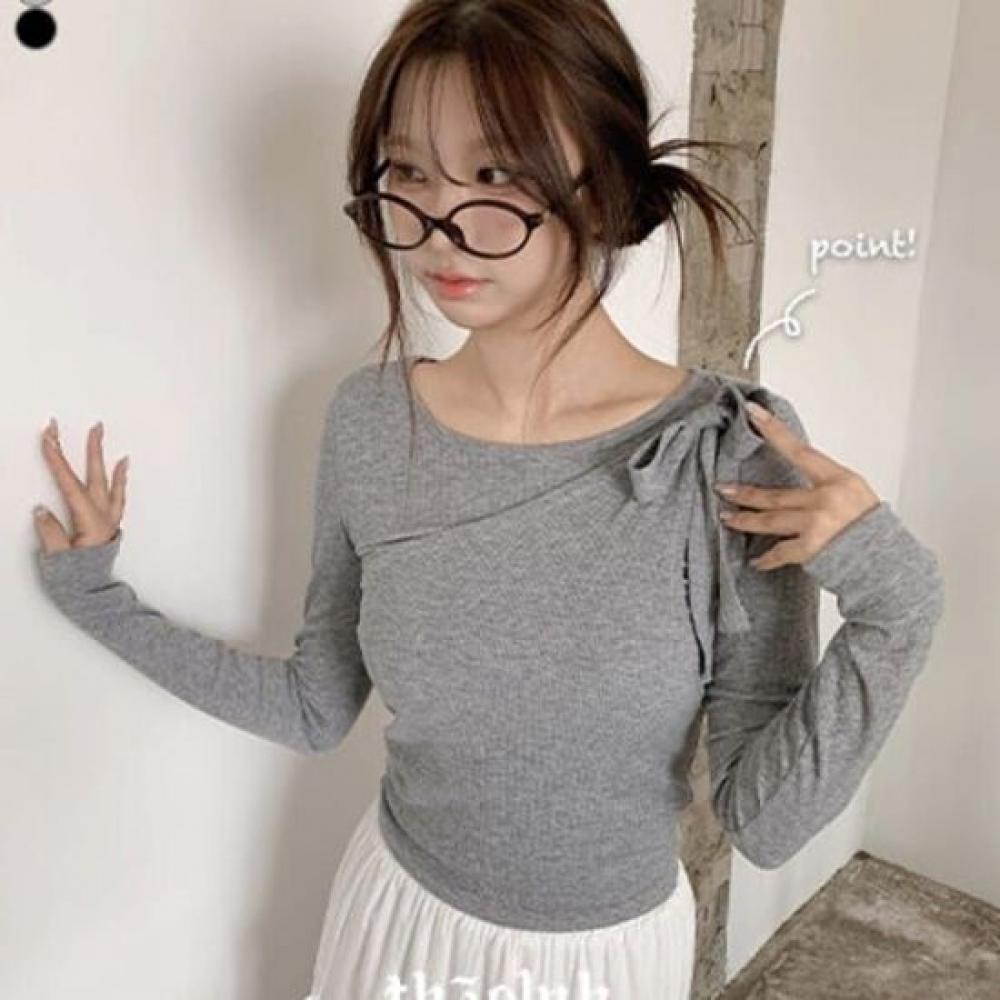 The Pink Women Slim Fit Ribbon Layered Long Sleeve Tee