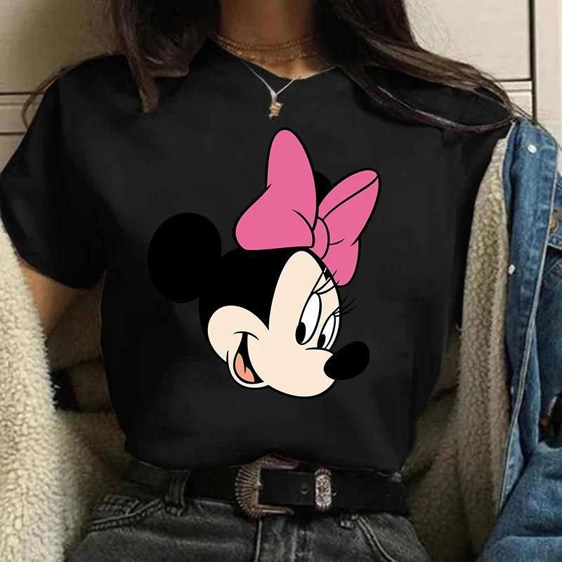 Disney T-shirt Gothic Fashion Mickey T-shirt Minnie Mouse Print Casual T-shirt Women's Kawaii T-shirt Kawaii Loose Clothing