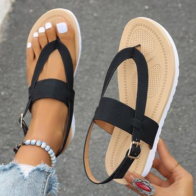 Fashion Women Summer New Flat Sandals Lightweight Non Slip Beach Shoes Woman Buckle Platform Strap Clip Toe Sandals Sandalias Mujer