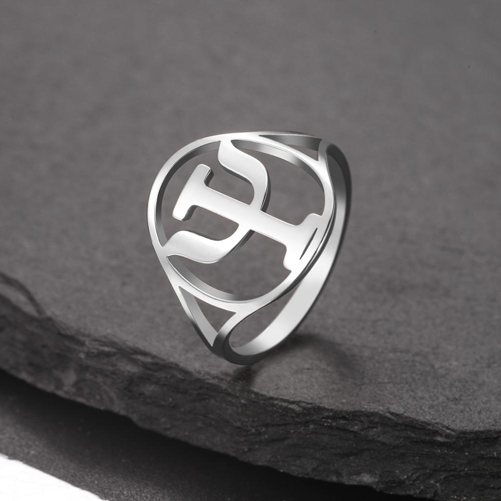 Dawapara PSI Symbol Ring for Women Men Greek Alphabet Letter Psychiatry Psychology Gifts Stainless Steel Jewelry
