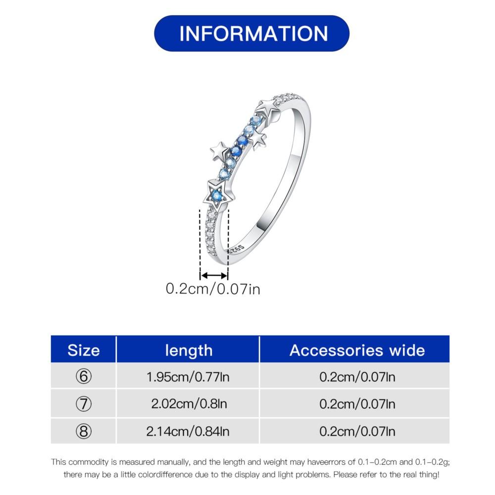 925 Silver Gradient Zircon Star Closed Ring For Women Finger Ring Personality Jewelry Birthday Party Exquisite Gifts