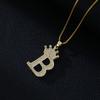 Fashion High-End Crown Letter Necklace Women'S Zircon Pendant Niche Stainless Steel Hip-Hop Pendant Accessories
