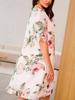 Women Loose Round Neck Fashion Pearl Chiffon Print Dress Lightweight Breathable Elegant Versatile
