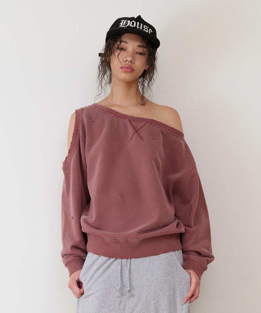 THEVINYLHOUSE Open Shoulder Sweatshirts(W) Brick