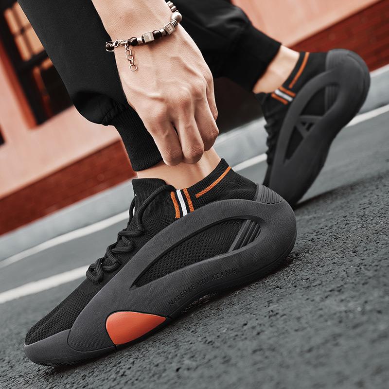 Fashion Green Men's Summer Sports Running Socks Shoes Breathable Mesh Thick Bottom Heightening Teenagers Casual Mesh Round Toe Shoes
