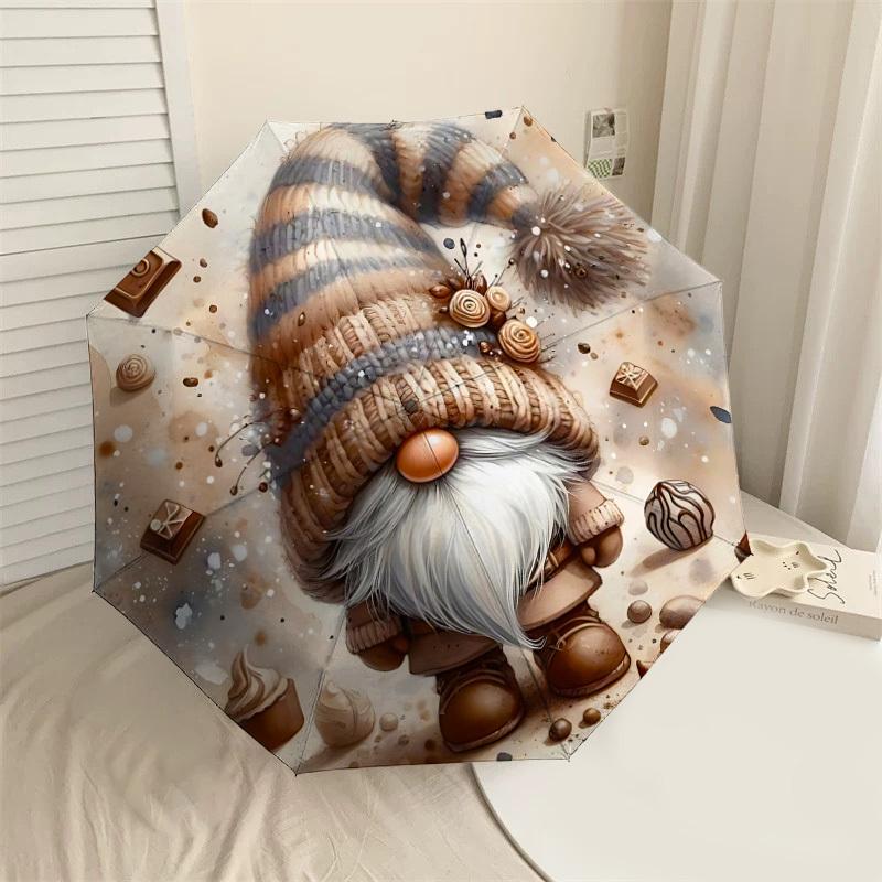 

1PC Gnome ChocolateUmbrella-8-Rib Reinforced, Automatic Open, Lightweight & Durable, Cute Fashion Accessory for Outdoor-P175