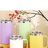 Stainless Steel Water Bottle Protable with Plastic Lid and Handle Double Layers Coffee Milk Cup Insulated Vacuum for Office Work
