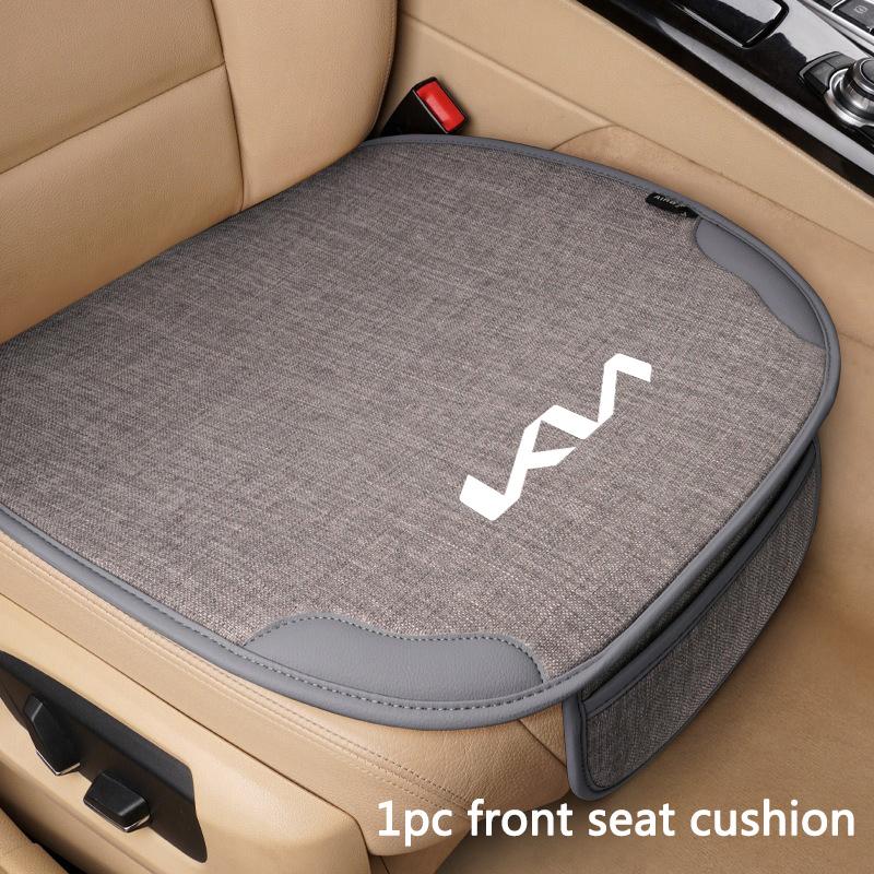 Front/Rear Linen Car Seat Cover Cushion Anti Scratch Protector Pad Keyring For KN Kia Rio Soul Forte Sportage Picanto Niro KN