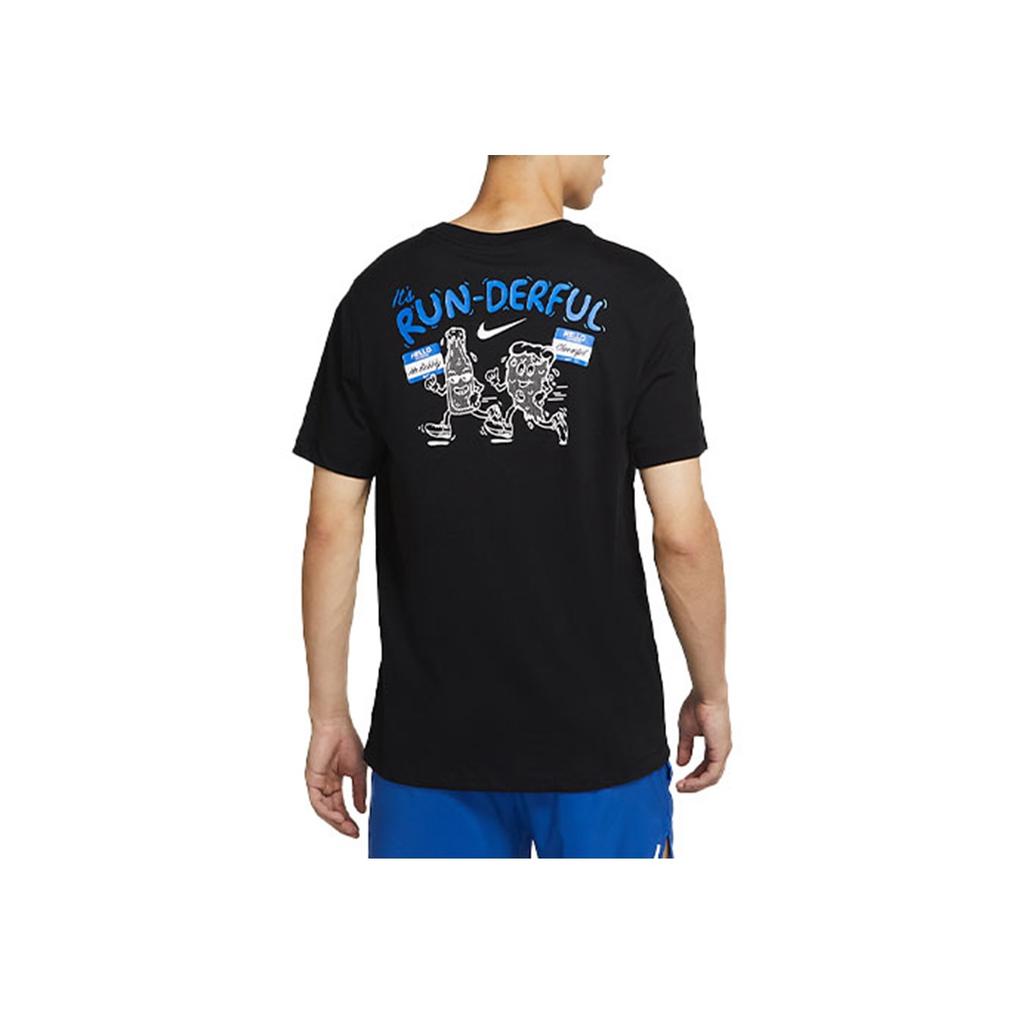 Nike Dri-Fit Cartoon Letter Print Breathable Running Short Sleeve T-Shirt Men Tops Black DO0771-010