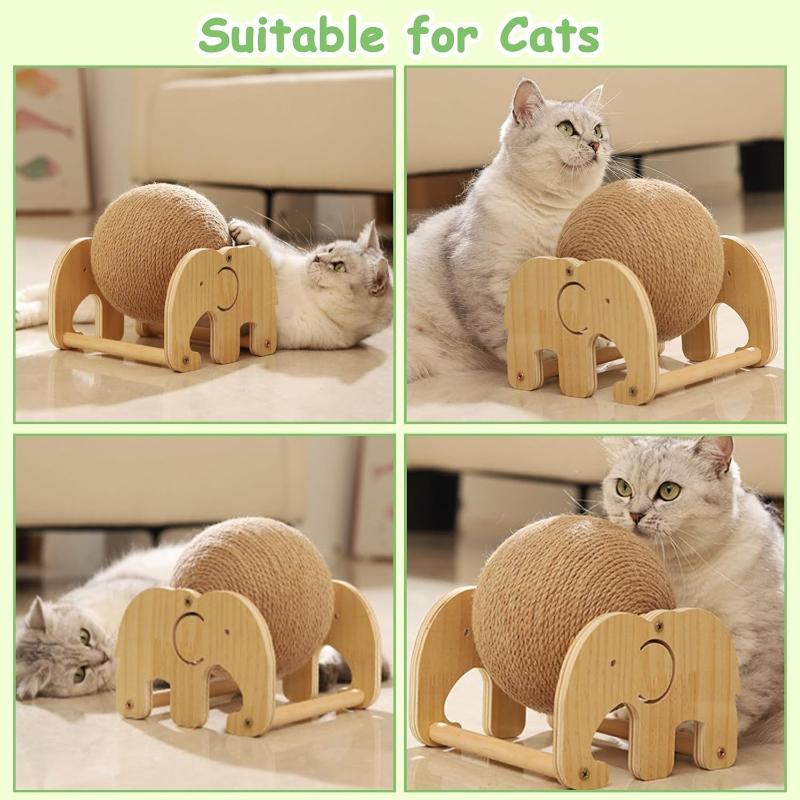 Cat Scratching Board Solid Wood Stable Scratch-resistant Hemp Rope Suspended Ball Cat Claw Sharpening Silent Entertainment Toy