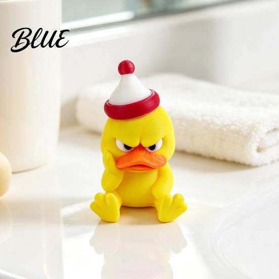 Funny Duck Ornaments 3D Printed Yellow Figurine Arrogant Statue with Christmas Creative Holiday Gifts Hat Miniature Ornament for Home Desk