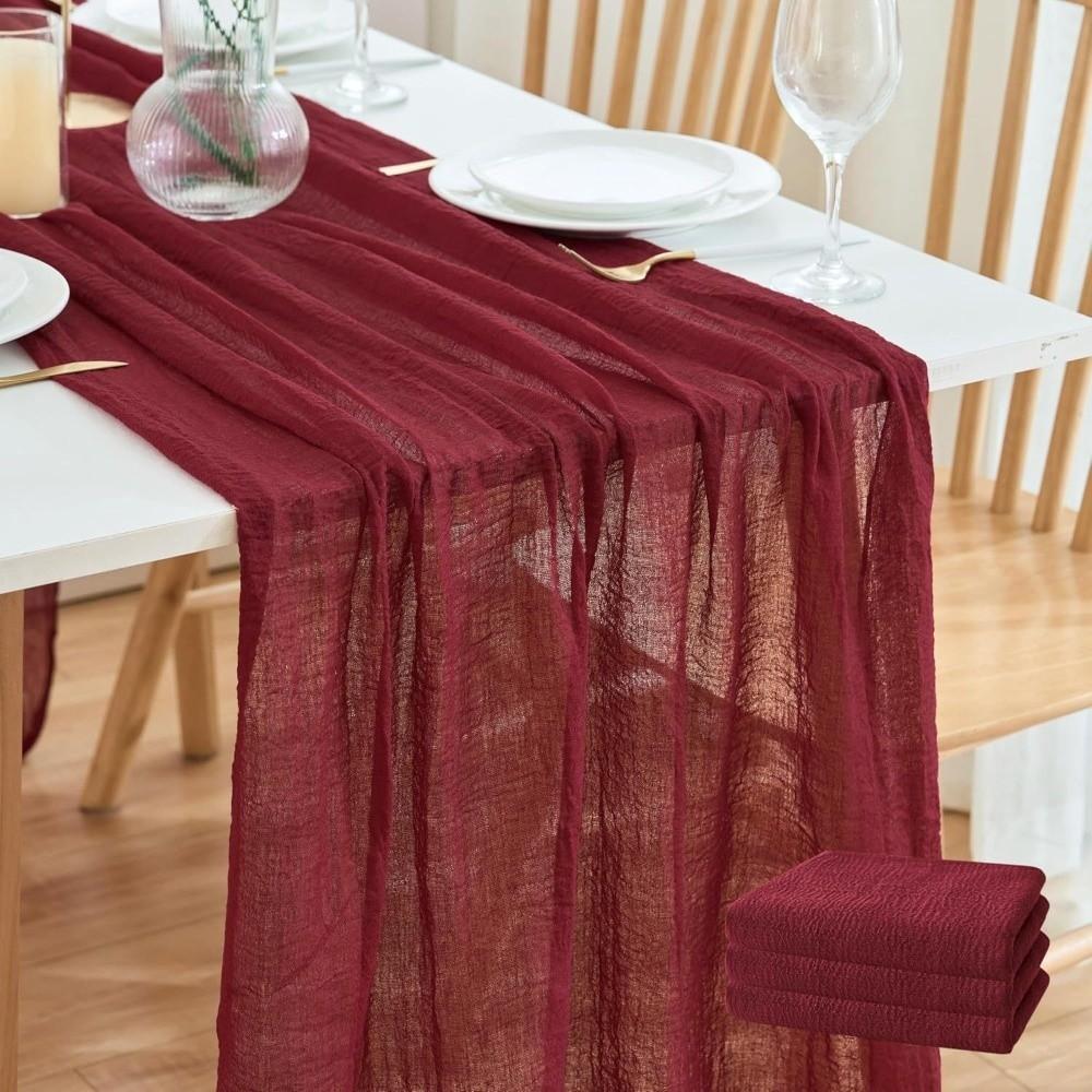 Long Vintage Table Runners Seersucker 300cm Cheesecloth Table Setting Boho Rustic Country Gauze Tablecloth Home