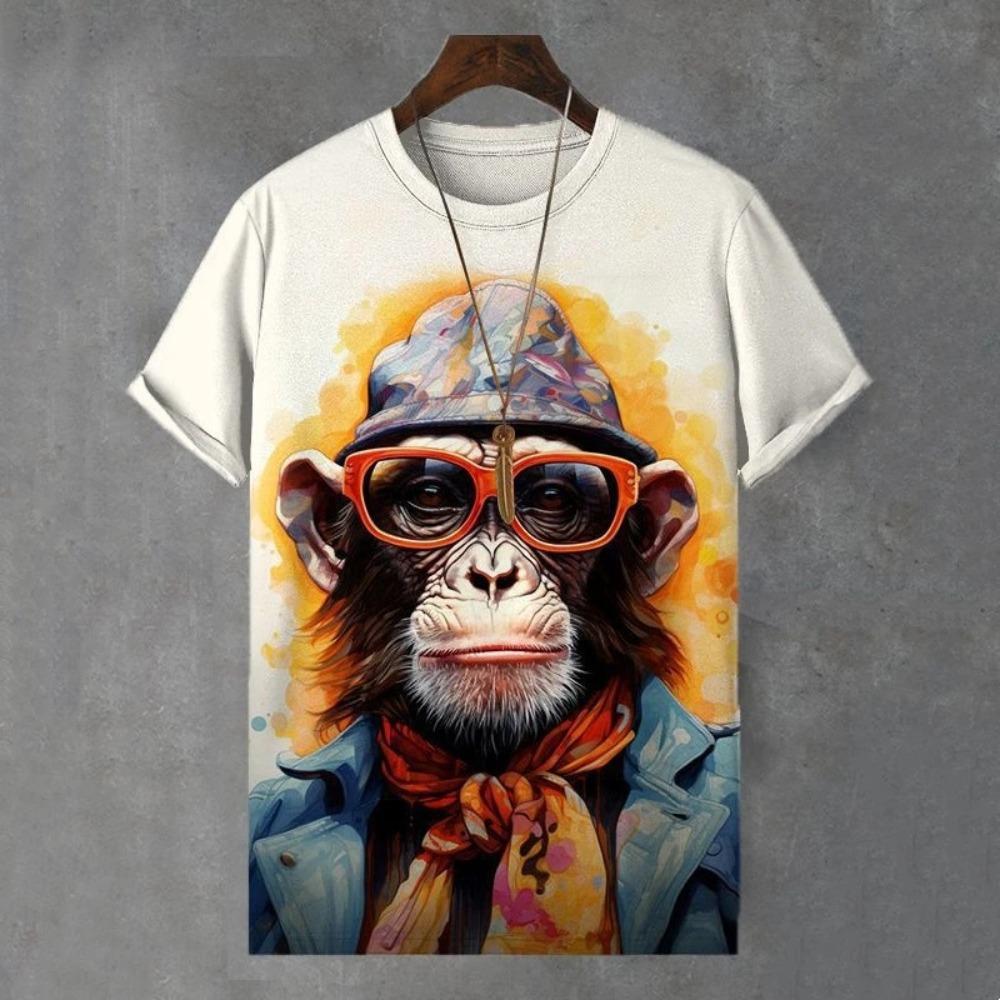 3D T-shirt Men's Cat Printed Comfortable Short Sleeved Comfortable Versatile T-shirts Fashionable
