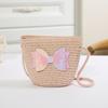 Borsa in paglia con cerniera e fiore per bambina, simpatici accessori per foto, borsa a tracolla intrecciata a mano per bambini, cestino portaoggetti, portamonete, borsa a tracolla