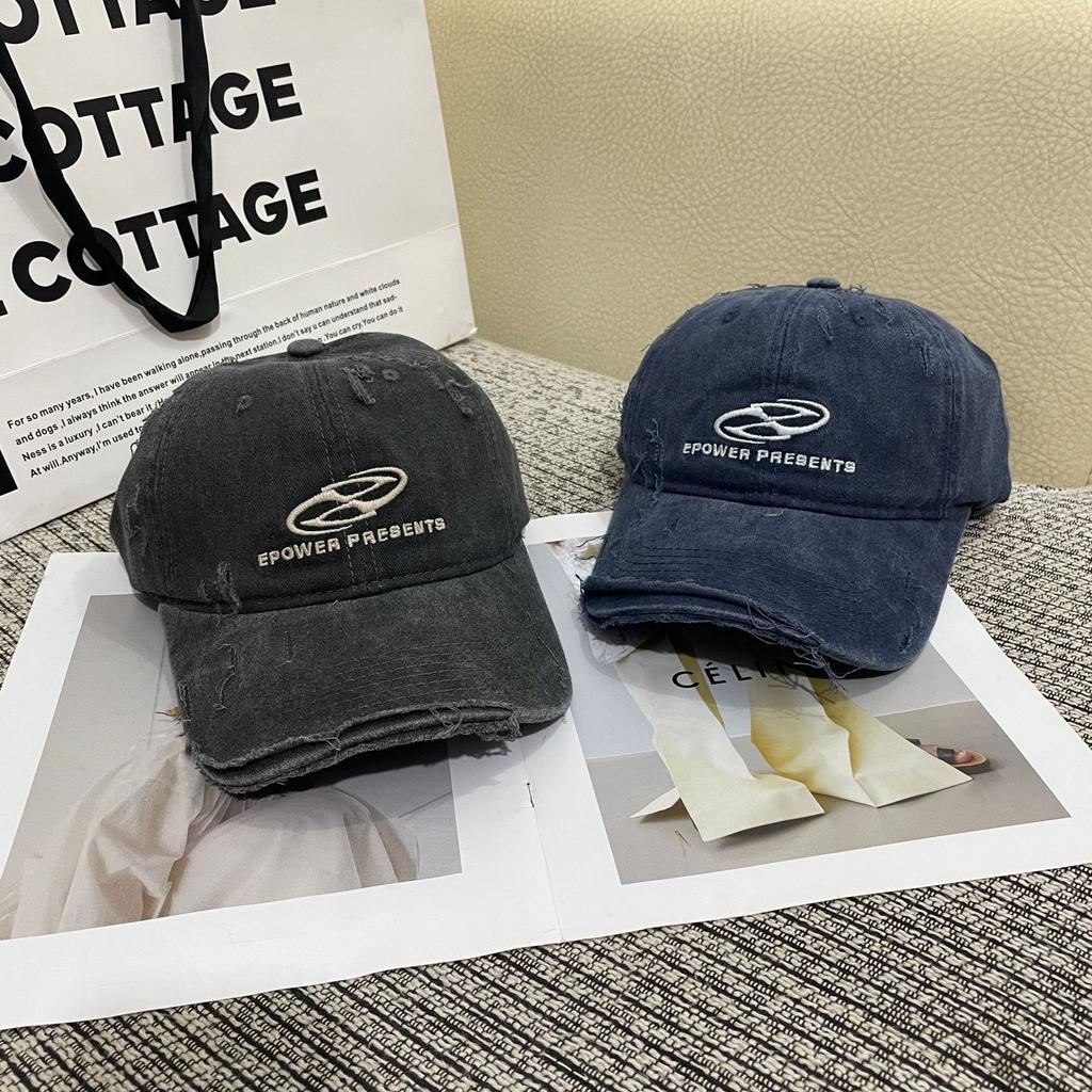 Fashion Hat Korean version of letter embroidery broken mouth do old soft top baseball hat female tide sunshade sunscreen foreign style cap travel
