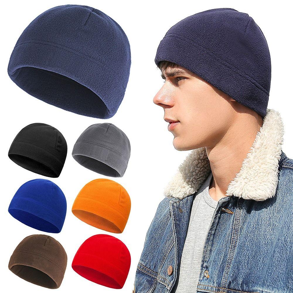 Slouchy Running Cycling Cap Polar Fleece Running Beanie Winter Ski Cap  for Men Women