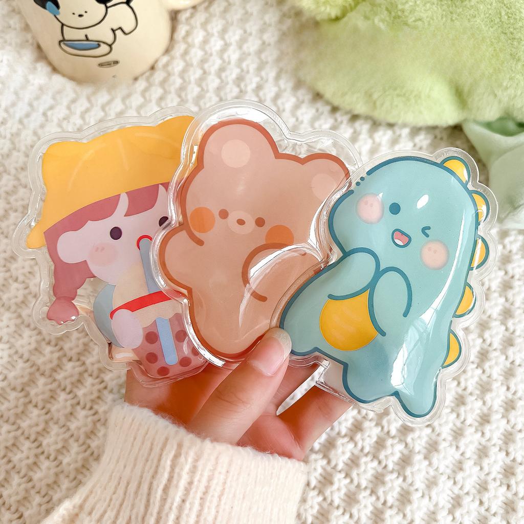 Calentador de manos reutilizable, autocalentable, transparente, con estampado de dibujos animados, para mantener el calor, seguro, calentamiento rápido, paquete de calentadores de manos con forma de conejo