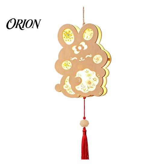 Handgefertigtes Papierlaternen-Bastel-DIY-Kit im chinesischen antiken Stil, handgehalten beleuchtbar mit LED-Lichterkette & traditionellem Quasten-Dekor, Hase Schmetterling Lotus