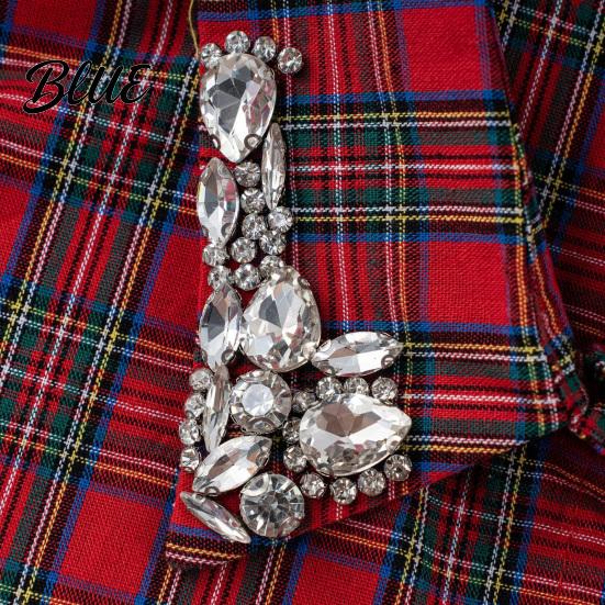 Elegant Detachable Collar Women Plaid Fake Red Blue Christmas Fashion