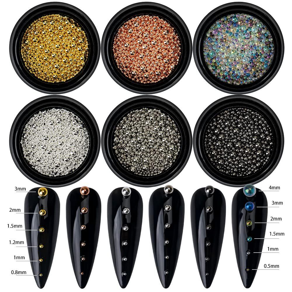 

1mm Mini Nail Art Steel Beads Large Round Nail Beads Metal Silver Mixed Sizes DIY Accessories 6 Colors