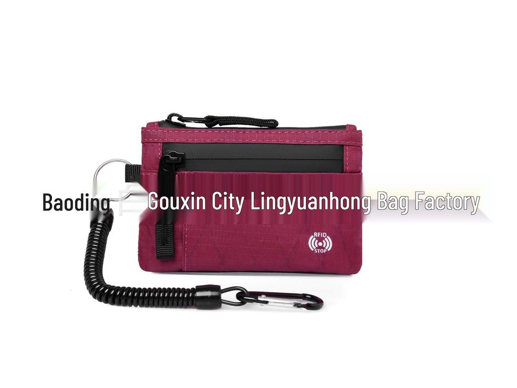 RFID Coin Purse and Anti-theft Card Holder Mini Travel Wallet with Keychain