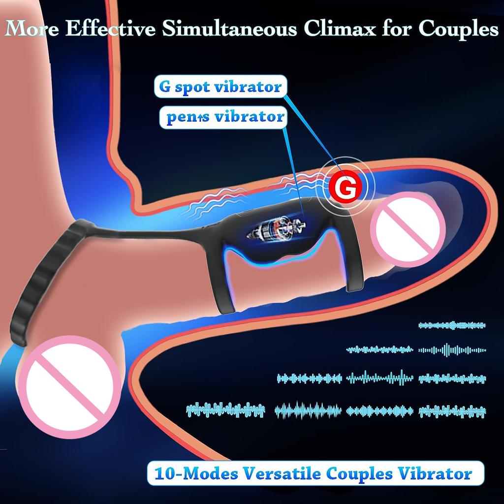 Male Penis Ring Vibrator Lock Ejaculation Cock Rings Vibrating Testicles Scrotal Ball Stretcher Couples Ring Sex Toys For Men